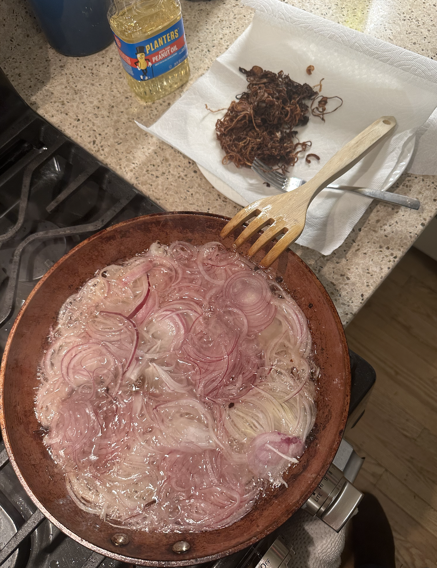 Frying the onions.