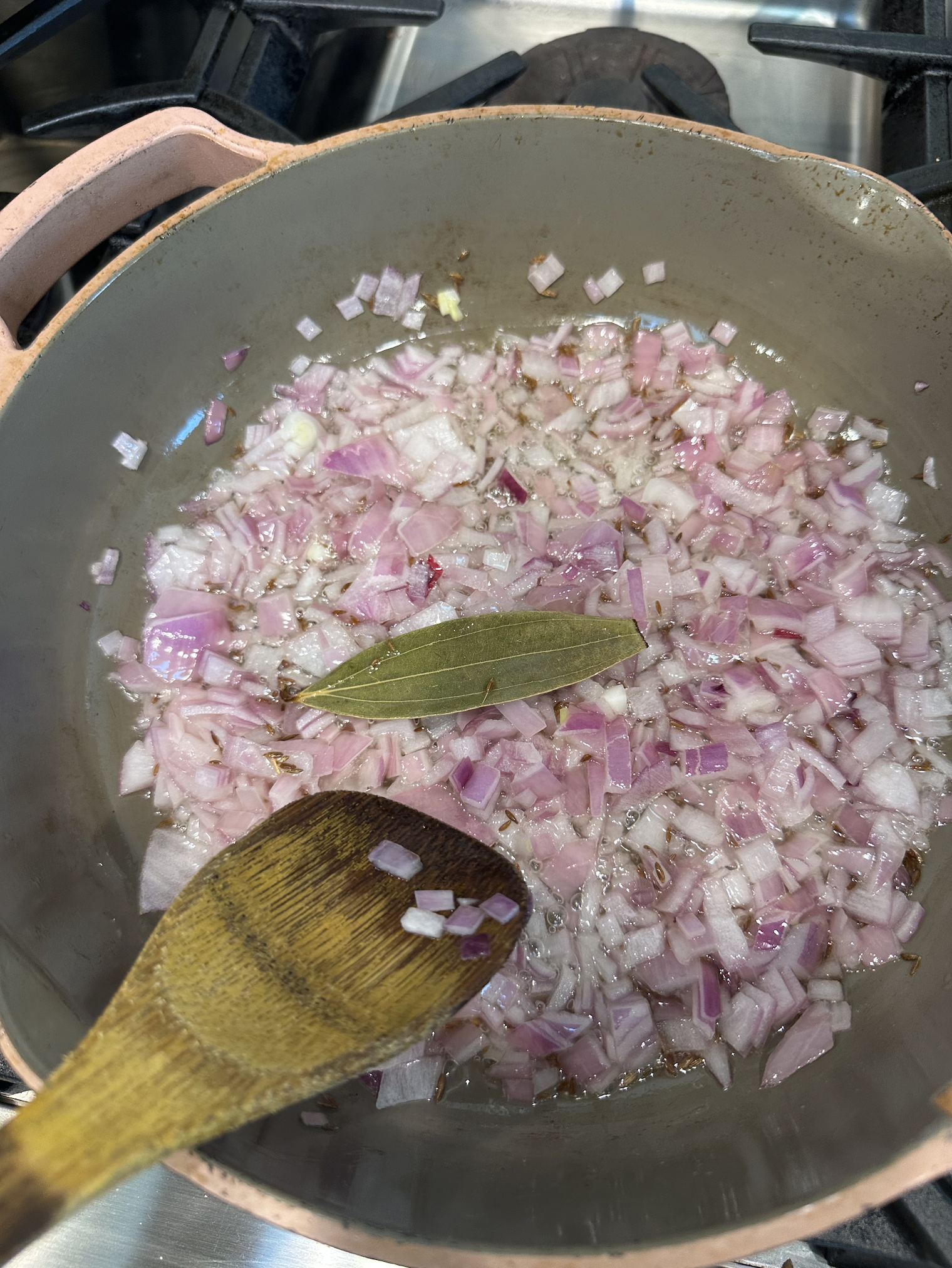 Sautéing onions for Gobi Fry